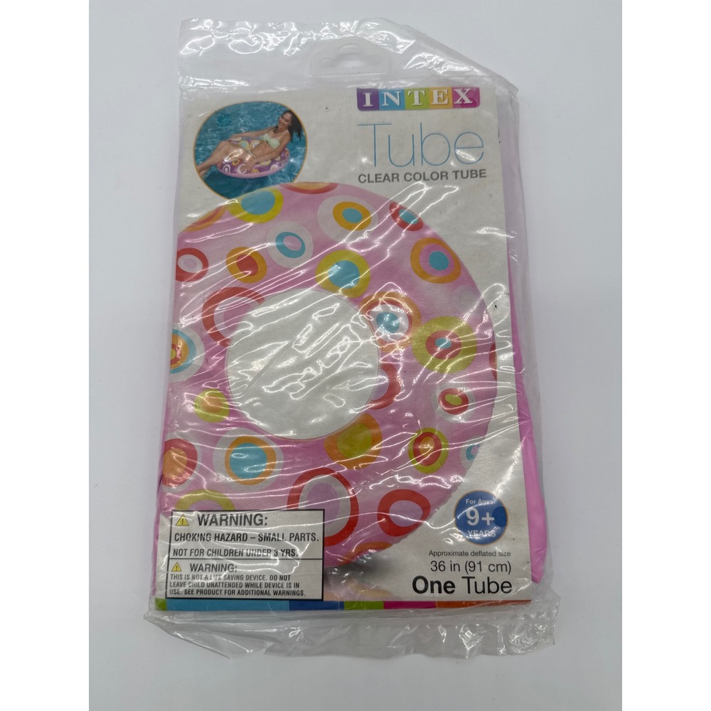 Intex‎ Pool Tube Ages 9+ 36" Pink NIB Clear Color Tube Geometric Pattern 59251TA